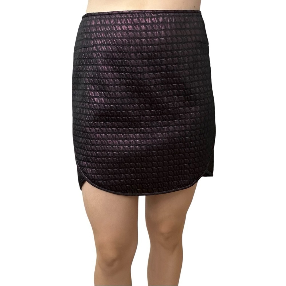 Tibi Mini Skirt Purple Black Preppy Designer Metallic Grunge Size 4 Small